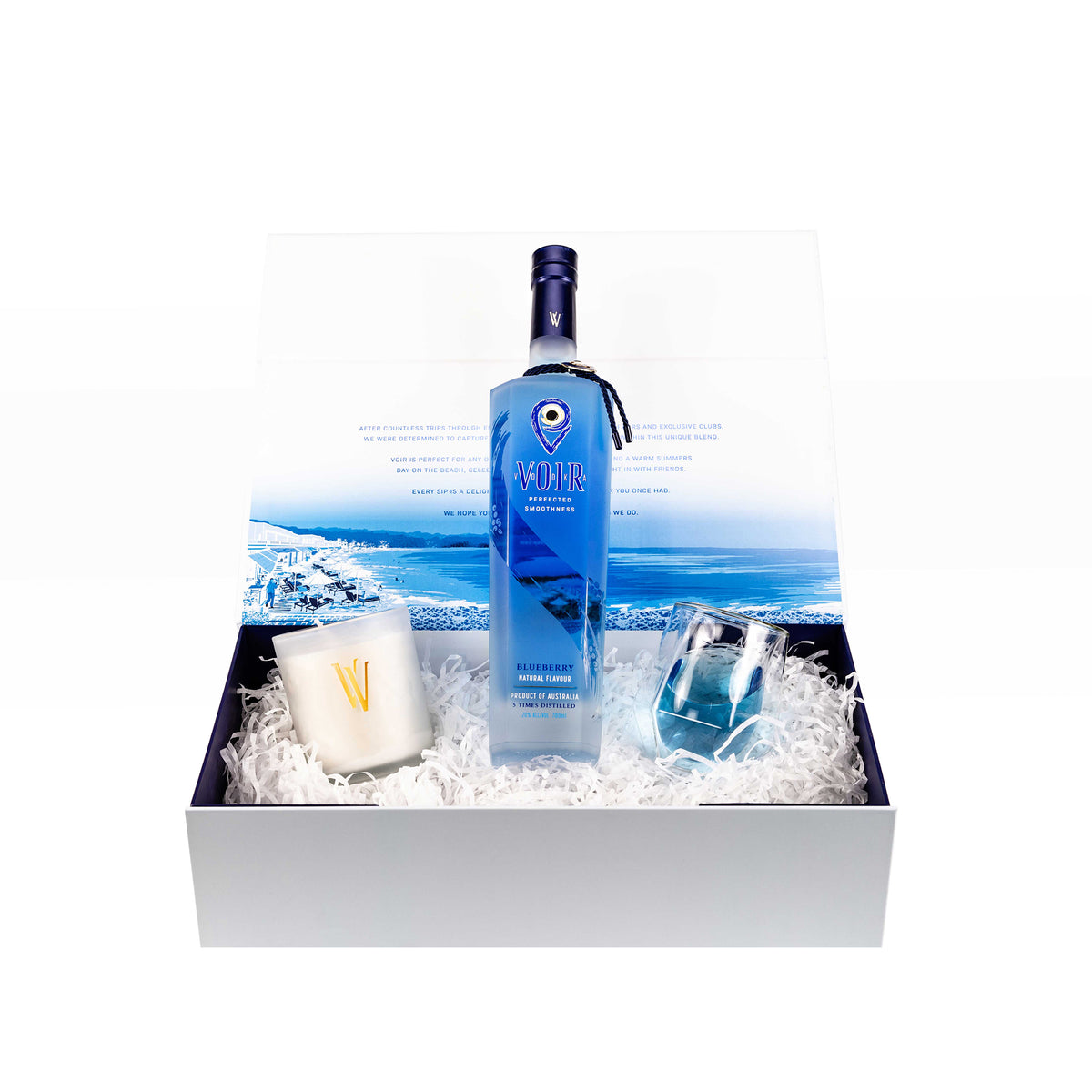 Luxe – 700ml Voir Vodka, 1 Candle 1 Glass